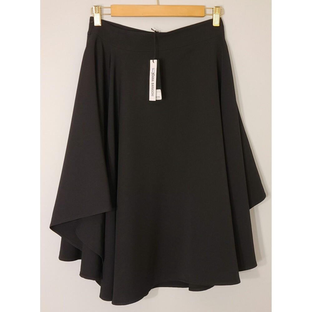 NWT $223 Yoana Baraschi Womens Size 4 Samba Flare Skirt Black Asymmetric Crochet - Picture 2 of 7